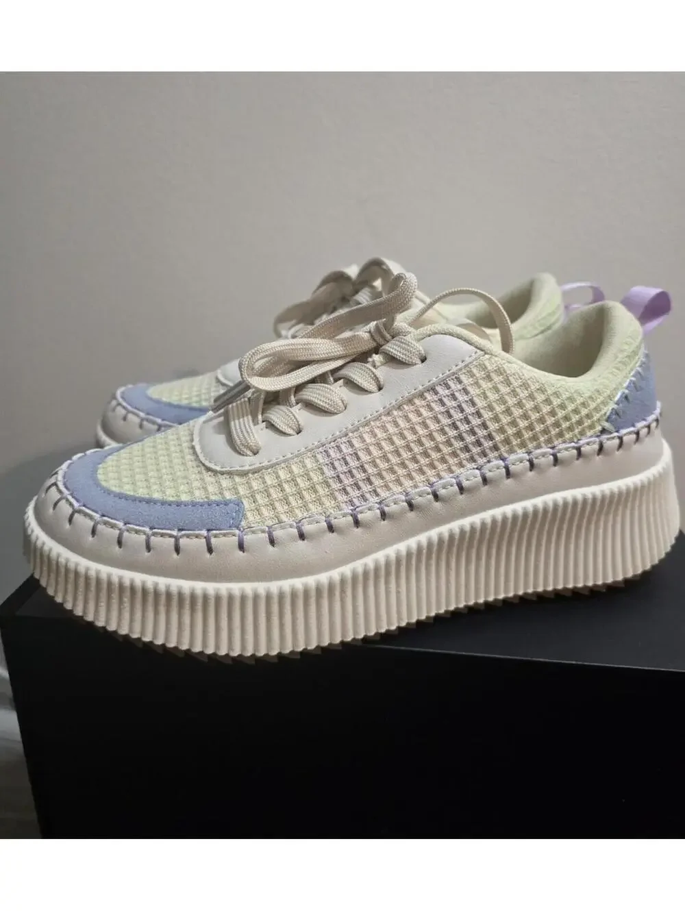 Nicole Miller Women's Woven Mixed-Media Platform Sneakers Shoes - Size 8